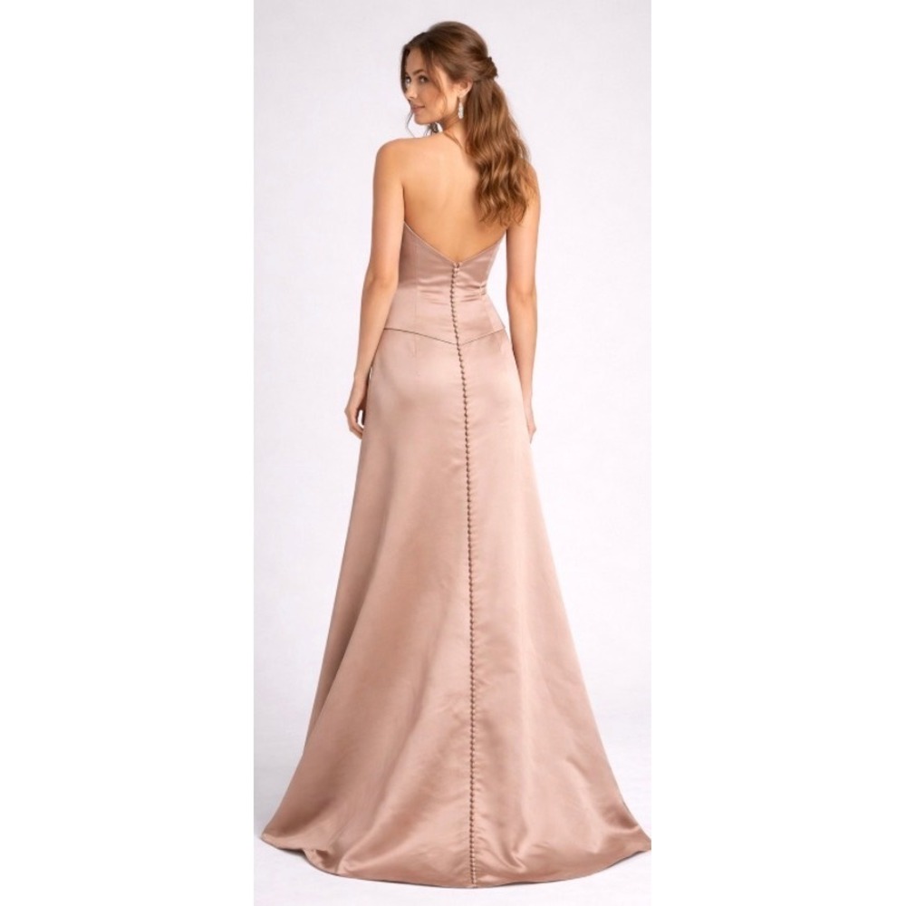 New Watters & Watters Strapless Satin Wedding Formal Gown Size 2 Blush Champagne - Picture 2 of 16